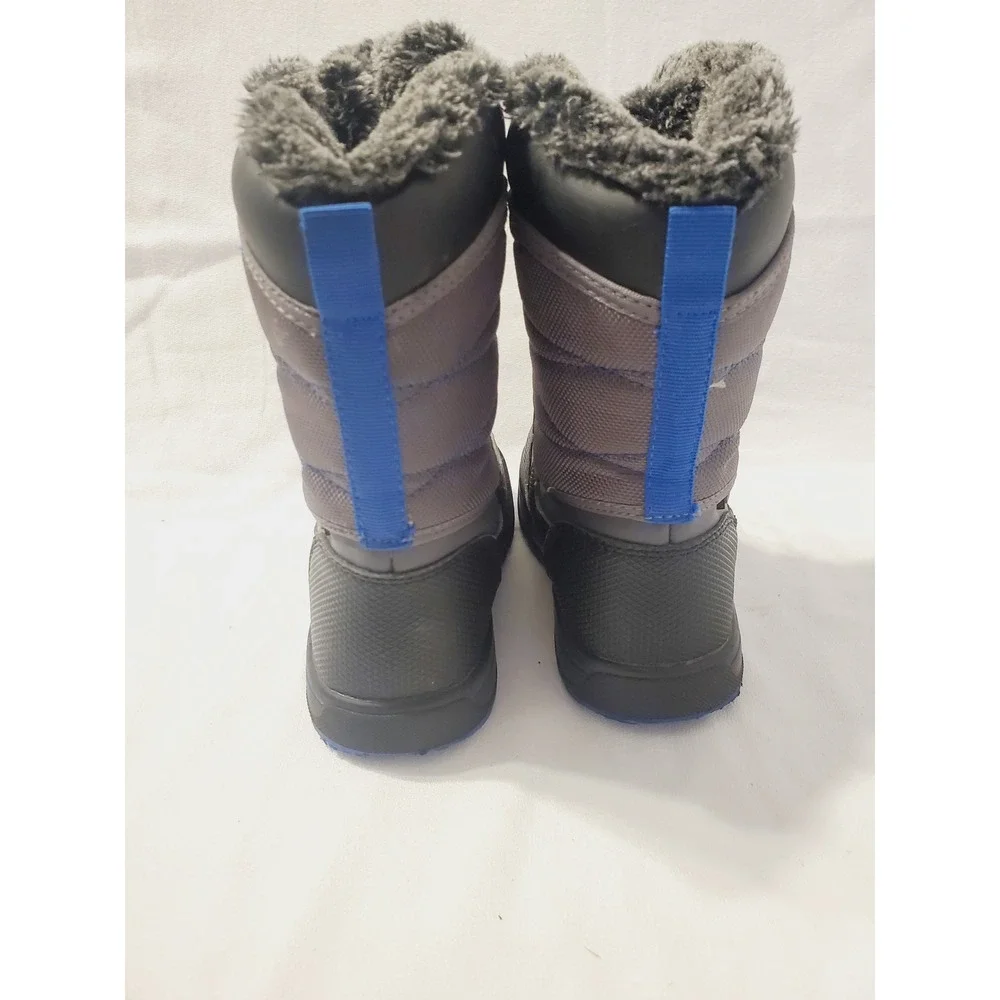 Wonder Nation Kids Sz 10 Gray Black Blue Thinsulate Faux Fur Winter Boots